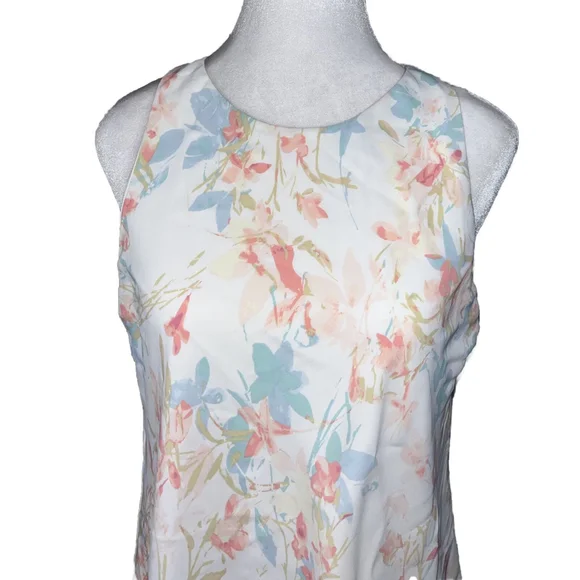 Lauren Ralph Lauren Women's Floral Crepe Dress White Size 8 Long Length - Picture 2 of 10